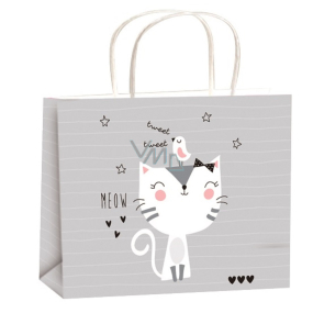 Angel Gift paper bag 23 x 18 x 10 cm gray cat for children size M