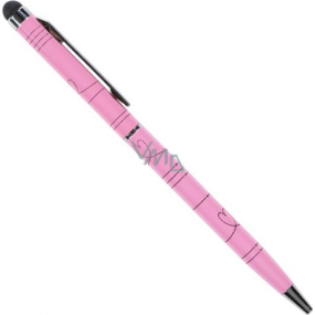 Albi Ballpoint pen with stylus Hearts on pink