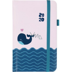 Albi Diary 2020 pocket with rubber band Whale 15 x 9.5 x 1.3 cm