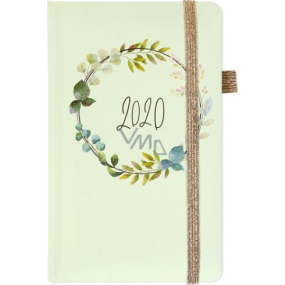 Albi Diary 2020 pocket with elastic band Green wreath 15 x 9.5 x 1.3 cm