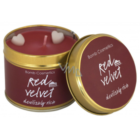 Bomb Cosmetics Red Velvet Scented natural, handmade candle in a tin can burn for up to 35 hours