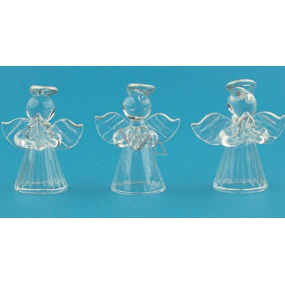 Angels made of glass with a silver halo set of 5 cm 3 pieces