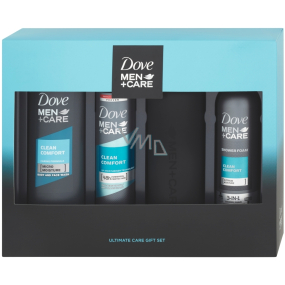 Dove Men + Care Clean Comfort shower gel 250 ml + shower foam 200 ml + antiperspirant spray 150 ml + water bottle, cosmetic set
