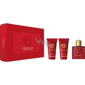 Versace Eros Flame perfumed water for men 50 ml + shower gel 50 ml + aftershave 50 ml, gift set