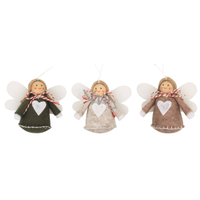 Angel natural with heart, for hanging 7 cm 1 piece