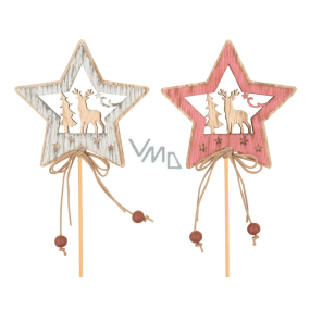 Wooden star with deer, recess 7 cm + skewers 1 piece
