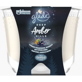 Glade Maxi Deep Amber Hills with the scent of black currant, incense and amber scented candle in the glass, burning time up to 52 hours 224 g