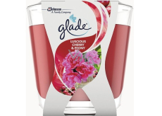 Glade Luscious Cherry & Peony with the scent of cherry and peony scented candle in a glass, burning time up to 30 hours 70 g