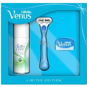 Gillette Venus shaver + spare head 2 pieces + Satin Care Pure & Delicate shaving gel 75 ml, cosmetic set for women