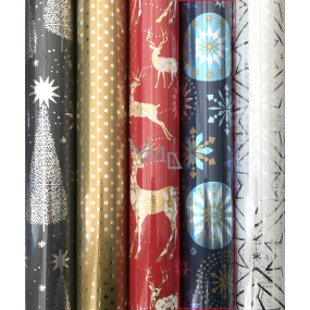 Zöwie Gift wrapping paper 70 x 150 cm Christmas Luxury Platinum blue - gold and blue snowflakes
