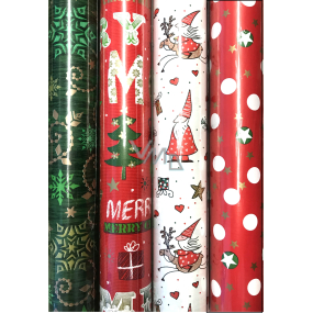 Zöwie Gift wrapping paper 70 x 500 cm Christmas red white polka dots and gold stars