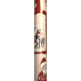 Zöwie Gift wrapping paper 70 x 500 cm Christmas red beige Santa with reindeer, gift and sack