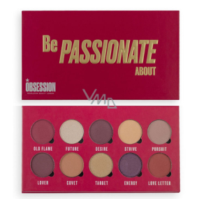 Makeup Obsession Be Passionate About palette of 10 eye shadows in a combination of colors for easy shading 13 g