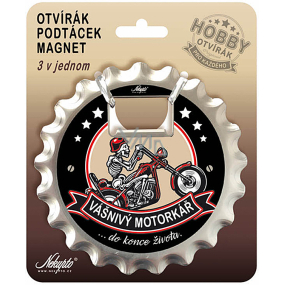 Nekupto Hobby 3in1 opener, coaster, magnet Passionate biker 10 cm
