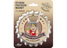 Nekupto Hobby 3-in-1 opener, coaster, magnet Passionate Athlete 10 cm