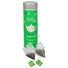 English Tea Shop Bio Green tea 15 pieces of biodegradable tea pyramids in a recyclable tin can of 30 g