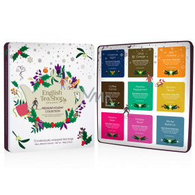 English Tea Shop Bio Premium White Collection - White Christmas Night + Chai-e Cartridge + Irish Christmas + Coffee and Cocoa + Mint Punch + Spicy Spices + Strong Peach + Holiday Encouragement + Winter Balance, 72 Teas, 9 Flavors, 108 g, Gift set in a tin can