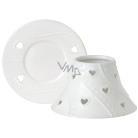 Yankee Candle White Hearts shade small 8 x 9 cm + plate small 9 x 9 cm for small candle Classic