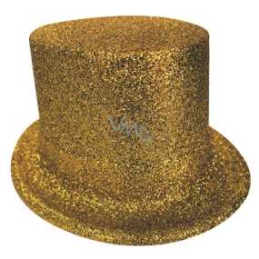 Carnival top hat with glitter gold 25 cm