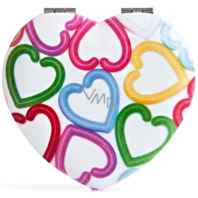 Diva & Nice Double classic mirror and magnifying heart - colored hearts 7 x 6.5 cm