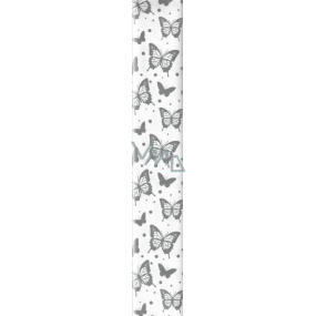 Ditipo Gift wrapping paper 70 x 200 cm white with silver butterflies