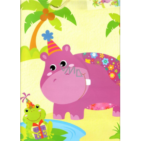 Ditipo Gift paper bag 26.5 x 32.5 x 13.5 cm yellow hippo