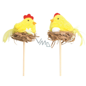 Yellow chick in the nest recess 5 cm + skewers 1 piece