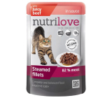 Nutrilove Stewed fillets with juicy beef in sauce complete cat food pocket 85 g