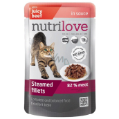 Nutrilove Stewed fillets with juicy beef in sauce complete cat food pocket 85 g
