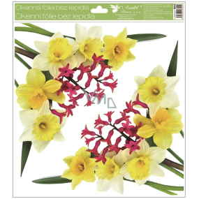 Window foil without glue corner daffodils with glitter 30 x 33.5 cm