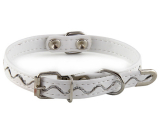 B&F Collar Leatherette adjustable stitched ripples white 1.2 x 20 - 35 cm