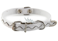 B&F Collar Leatherette adjustable stitched ripples white 1.2 x 20 - 35 cm