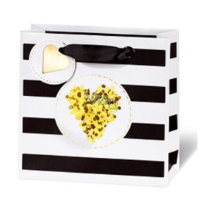 BSB Luxury gift paper bag 145 x 15 x 6 cm Golden Glitter Heart LDT 409 - CD