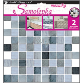 Wall sticker plastic mosaic, imitation tiles, gray 2 sheets 25.5 x 25.5 cm