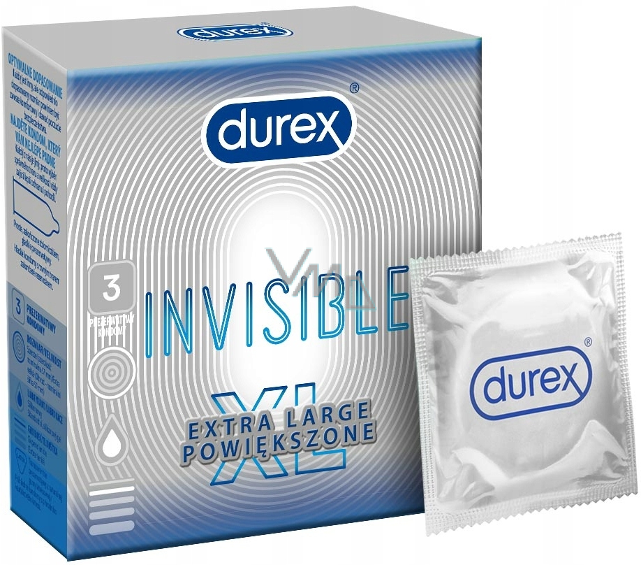 Durex Invisible XL Extra Large extra thin condom, extra large, for maximum  sensitivity, nominal width: 57 mm 3 pieces - VMD parfumerie - drogerie