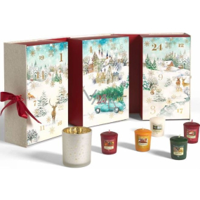Yankee Candle Advent Calendar Book tealight 12 pieces + votive candle 12 pieces + candlestick, Christmas gift set