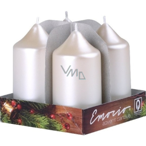 Emocio Perla white candle cylinder 40 x 75 mm 4 pieces