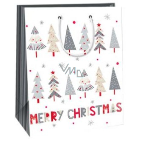 Ditipo Gift paper bag 26.4 x 13.6 x 32.7 cm white trees Merry Christmas AB