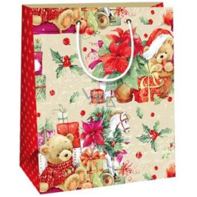Ditipo Gift paper bag 18 x 10 x 22.7 cm teddy bears gifts Poinsettia
