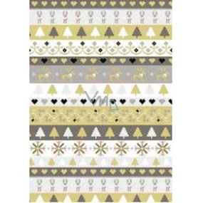 Ditipo Gift wrapping paper 70 x 200 cm Christmas gold-silver stripes