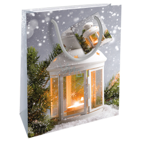 Nekupto Gift paper bag 23 x 18 x 10 cm Christmas silver lantern WBM 1925 02