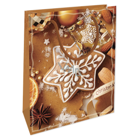 Nekupto Gift paper bag 14 x 11 x 6.5 cm Christmas brown gingerbread WBS 1916 01