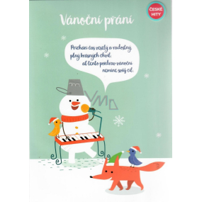 Albi Playing card in the envelope For Christmas Greeting card with a snowman Jingle bells Small children's choir Duration 14.8 x 21 cm