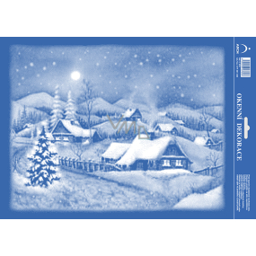 Arch Christmas sticker, window foil without glue Snowy landscape 25 x 35 cm