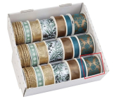 Ditipo Ribbon Winter brown with blue-green ornaments 2 mx 40 mm