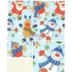Nekupto Gift wrapping paper 70 x 200 cm Christmas Light blue snowman, santa, reindeer