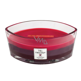 WoodWick Trilogy Sun Ripened Berries - Summer berry scented candle with wooden wide wick and boat lid 453 g