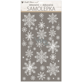 Christmas white sticker with glitter snowflakes 25 x 31 cm