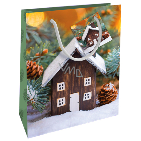Nekupto Gift paper bag 23 x 18 x 10 cm Christmas with cottage WBM 1940 50