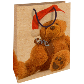 Nekupto Gift kraft bag 28 x 37 cm Christmas with teddy bear 600 WKHL